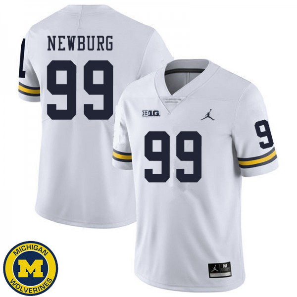 Mens Michigan Wolverines #99 Gabe Newburg White University Jersey